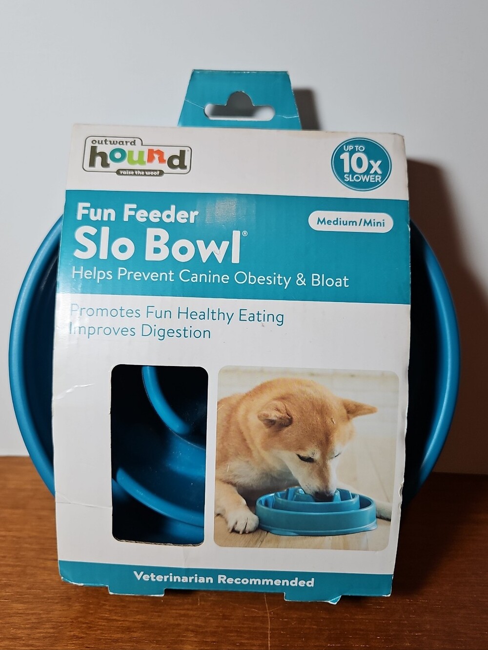 Outward Hound Slo Bowl Slow-Feed Pet Bowl - Blue NEW